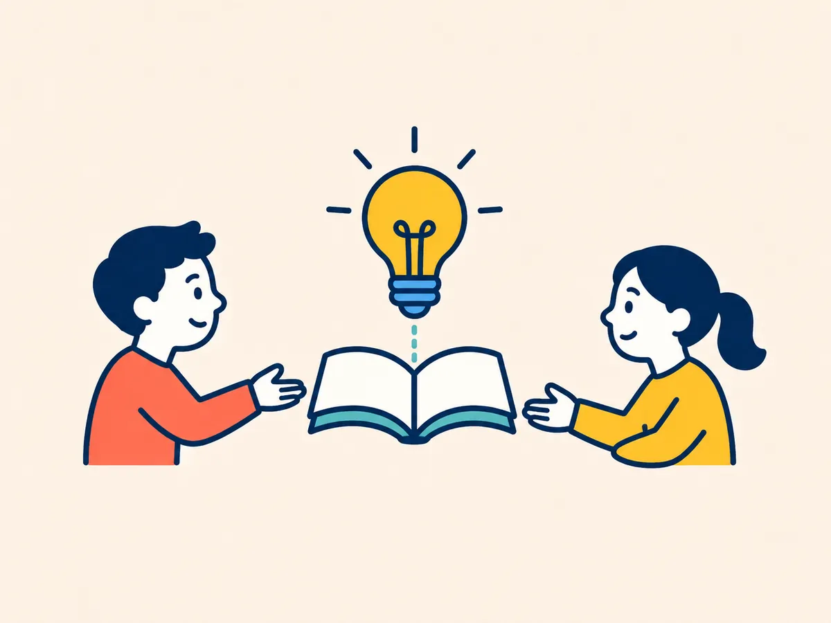Mensen die via een open boek ideeën en verhalen delen